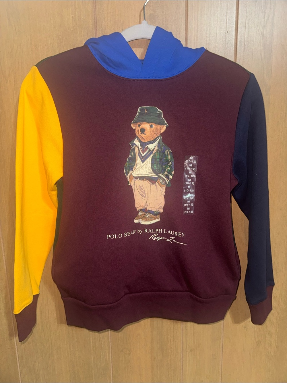 NWT, Boys POLO RALPH LAUREN Multicolor Polo Bear Hoodie. Size Medium (10-12)